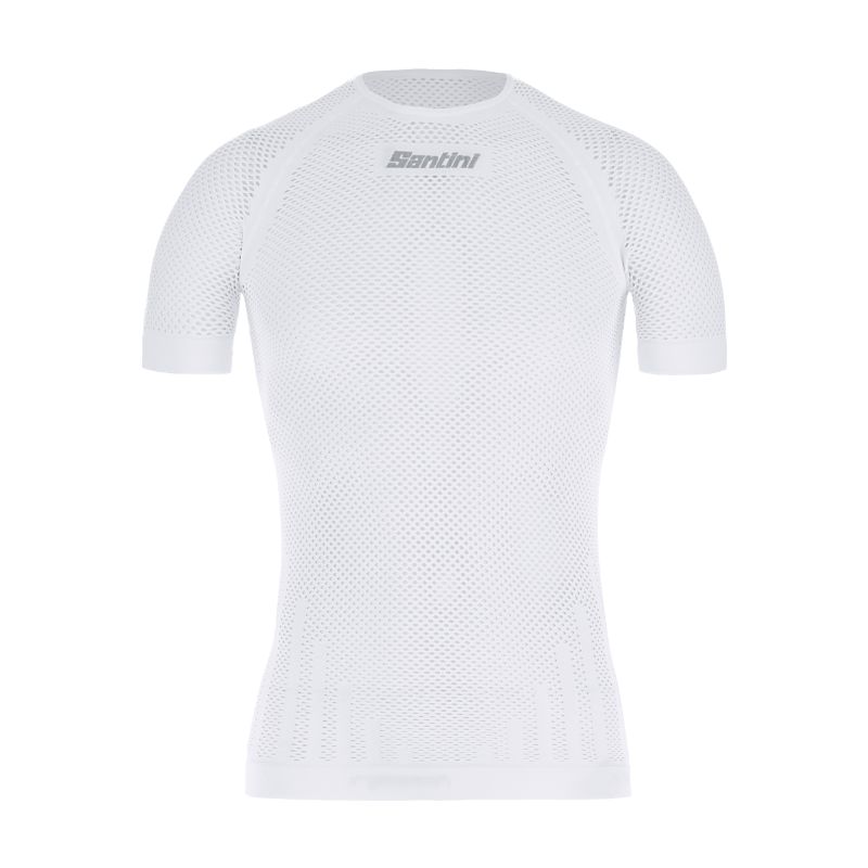 Santini Men's White Mesh Short Sleeves Base Layer