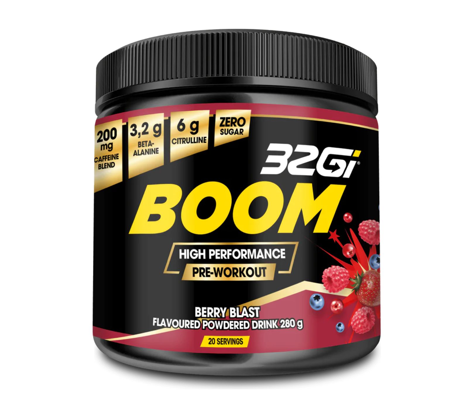 32GI Boom Pre-Workout Berry Blast 280G Tub