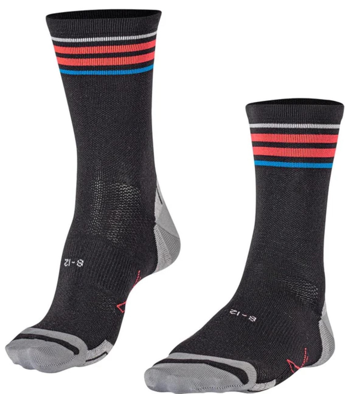 Falke Bike Pedal Pressure Free Black Red Stripped Men's Socks
