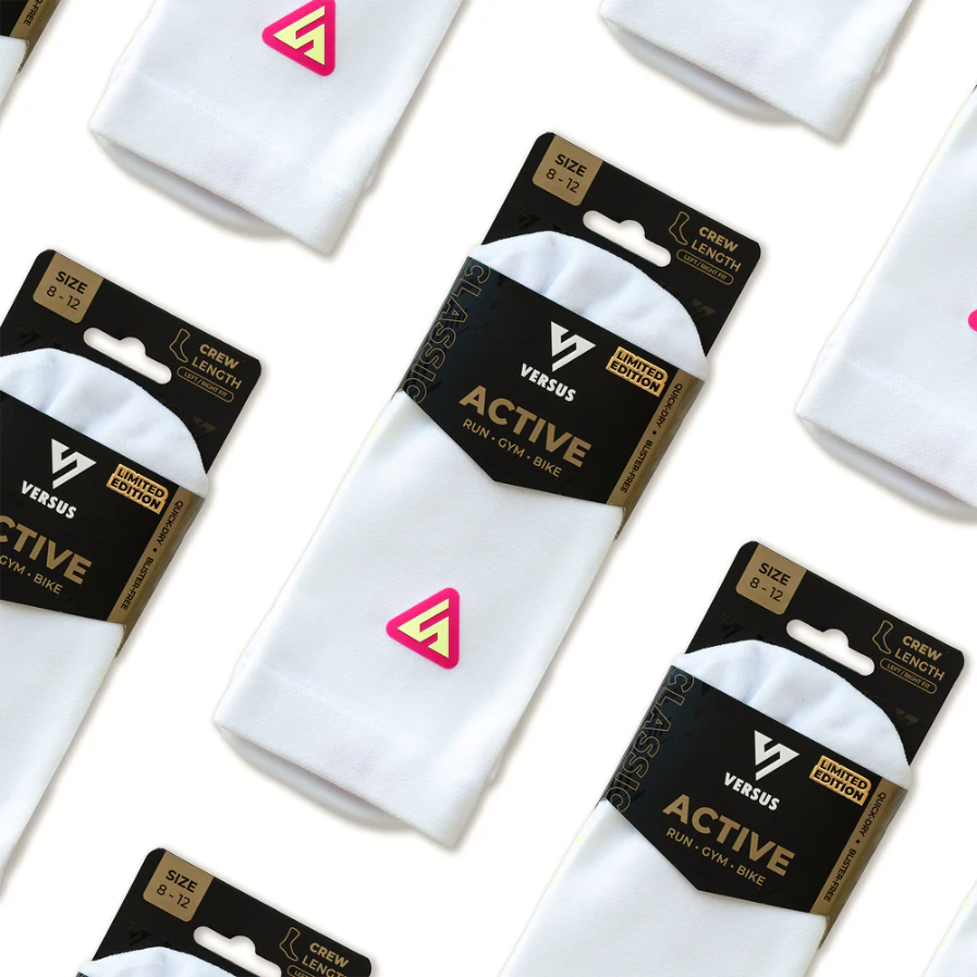 Versus Pink Lime Active Crew Tab Unisex Socks 